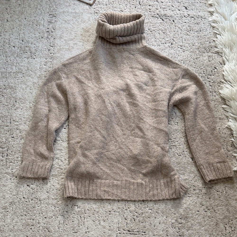 Women's Taupe Turtleneck Sweater - Cozy Knit Pullover